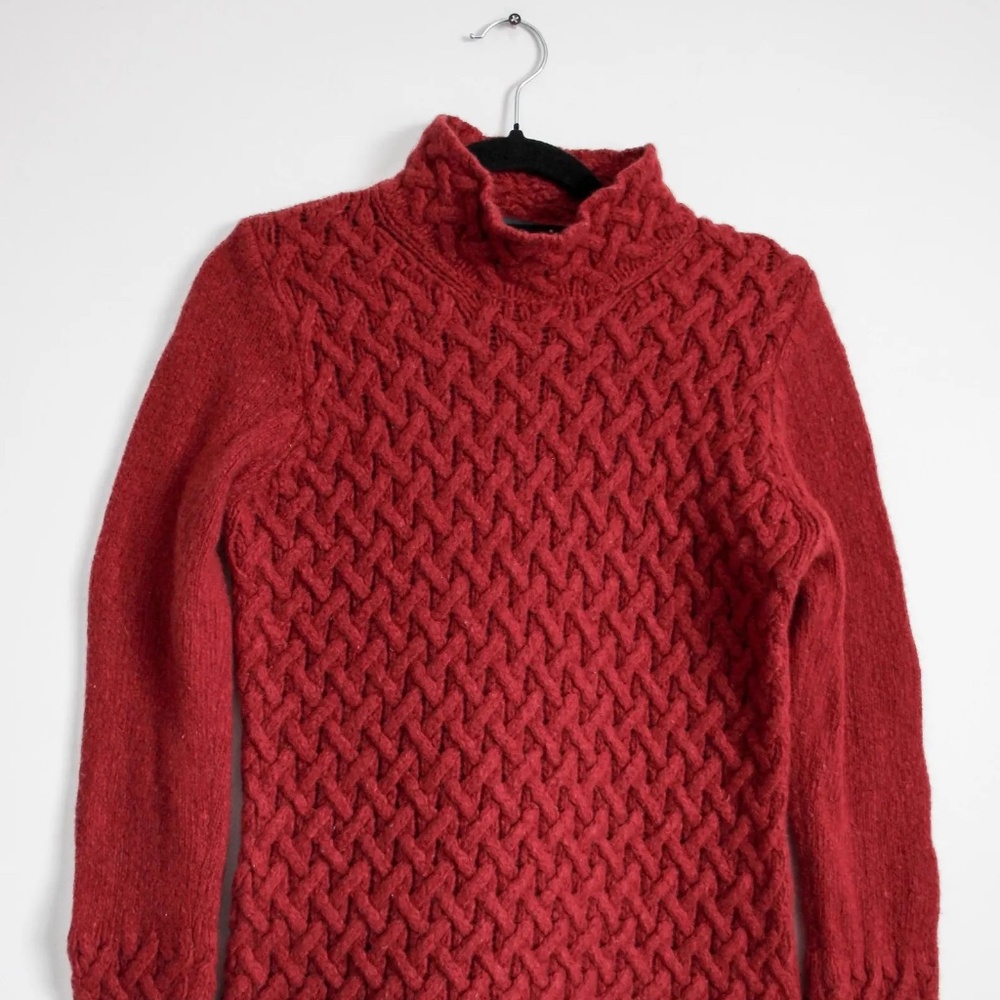 Wool & Cashmere Cable Knit Sweater | Deep Red Textured Knit | Cozy Minimalist
